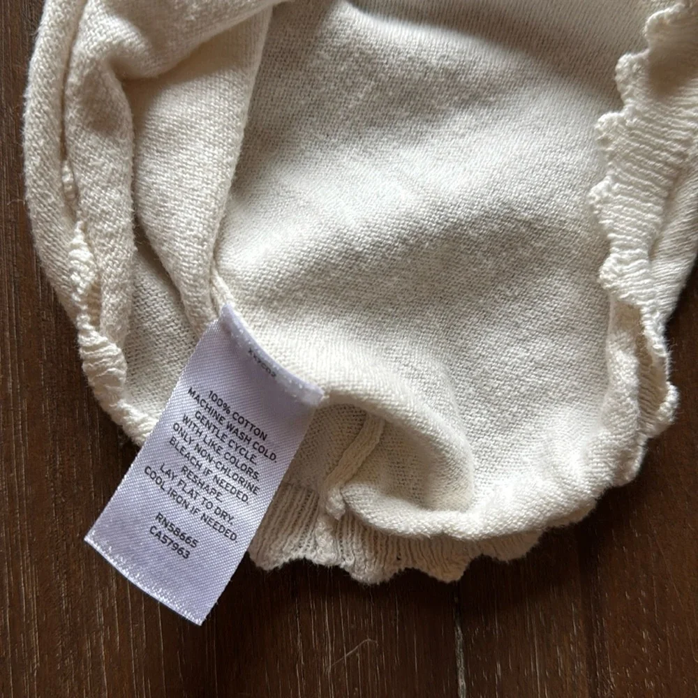 Size 7 Harper Canyon cream off white bolero cardigan cotton sweater - Picture 5 of 6